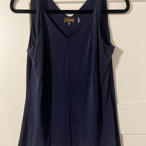 crosby. Navy Blue Tank Top with V-Neck and Relaxed Fit